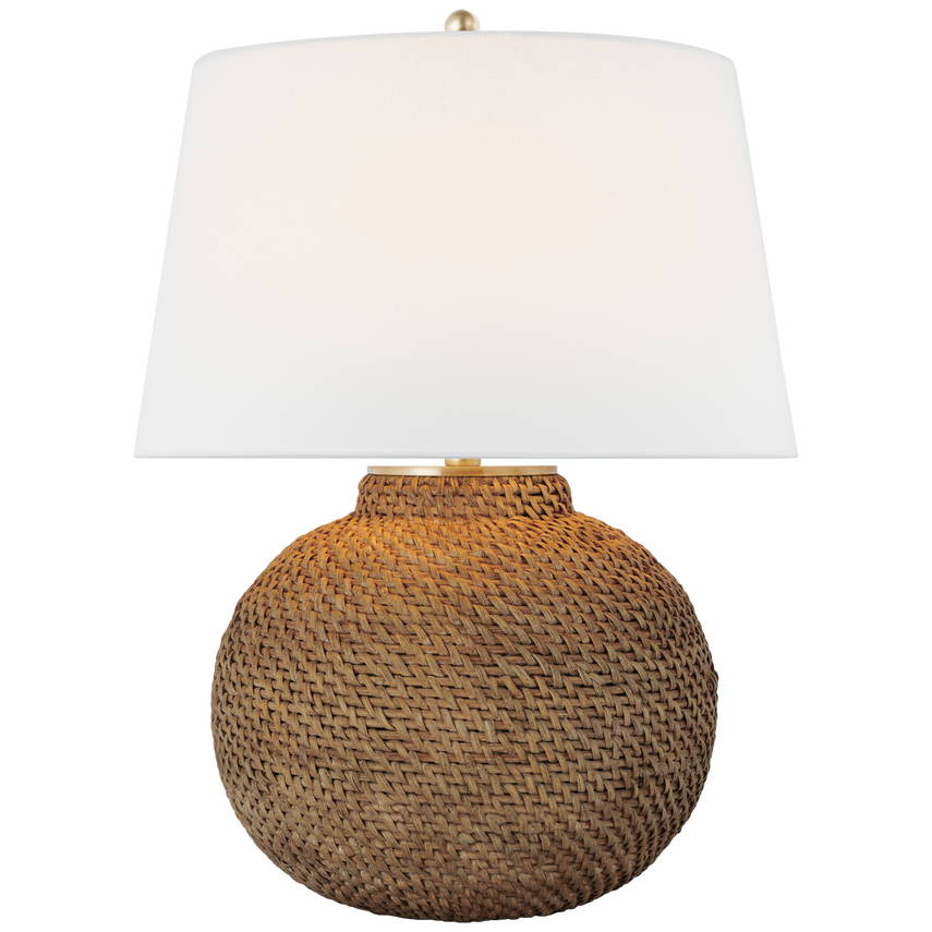 Arden Small Table Lamp - Natural Rattan Shade, Modern Boho Nightstand Light for Bedroom, Living Room, Office Decor