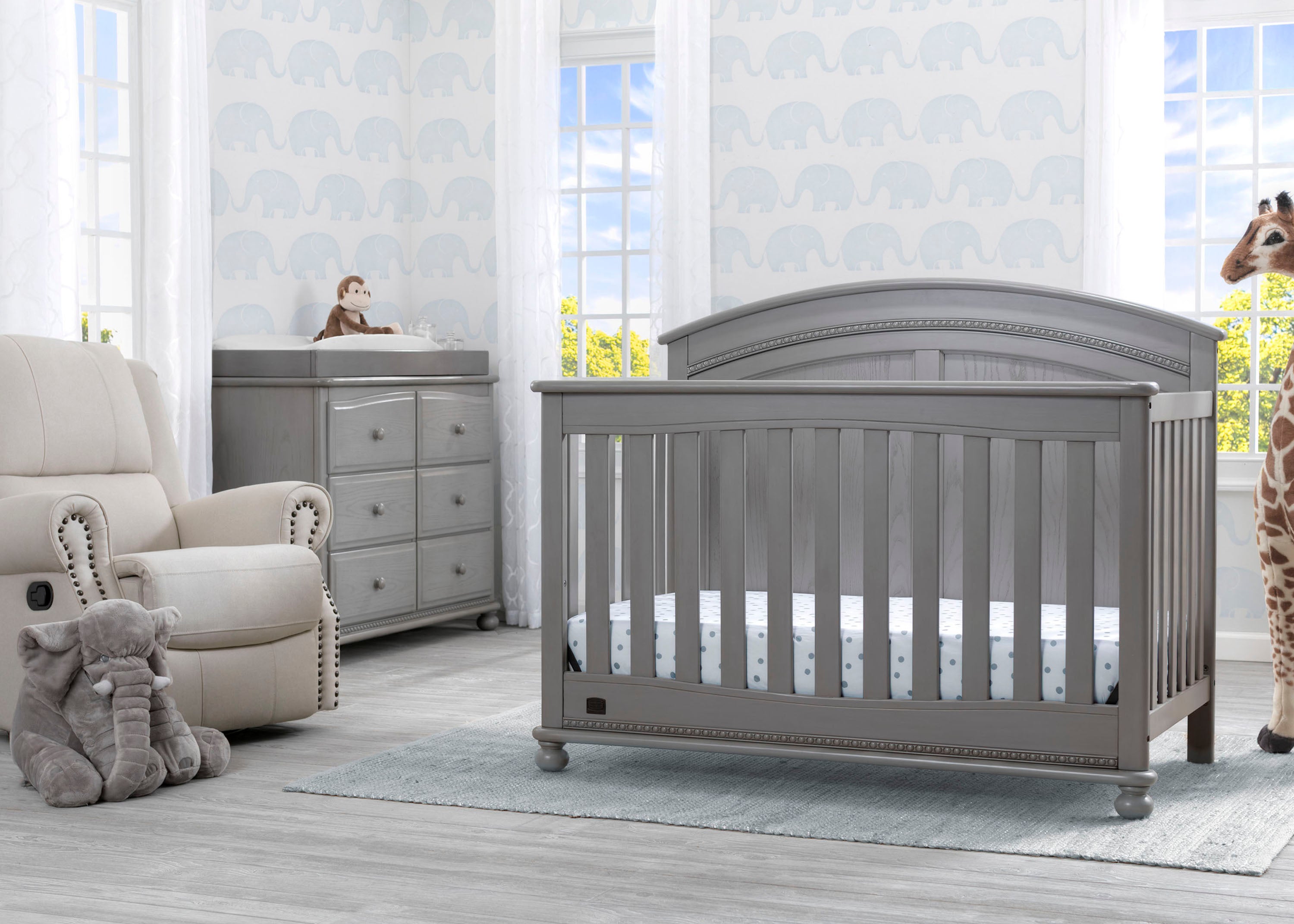 Ainsworth 4-in-1 Convertible Baby Crib - Toddler Bed, Daybed & Full-Size Bed - Safe Nursery Furniture for Newborns & Kids - Perfect for Bedrooms & Daycare Centers