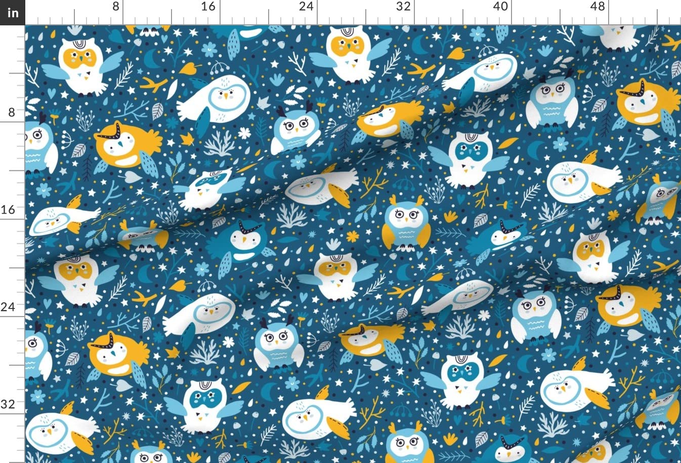 Owl Night Barn Bird Scandinavian Kids Princess Printed Velvet Fabric by The Yard - Spoonflower Upholstery & Apparel Fabric for Home Decor, Drapes, Pillows & DIY Crafts