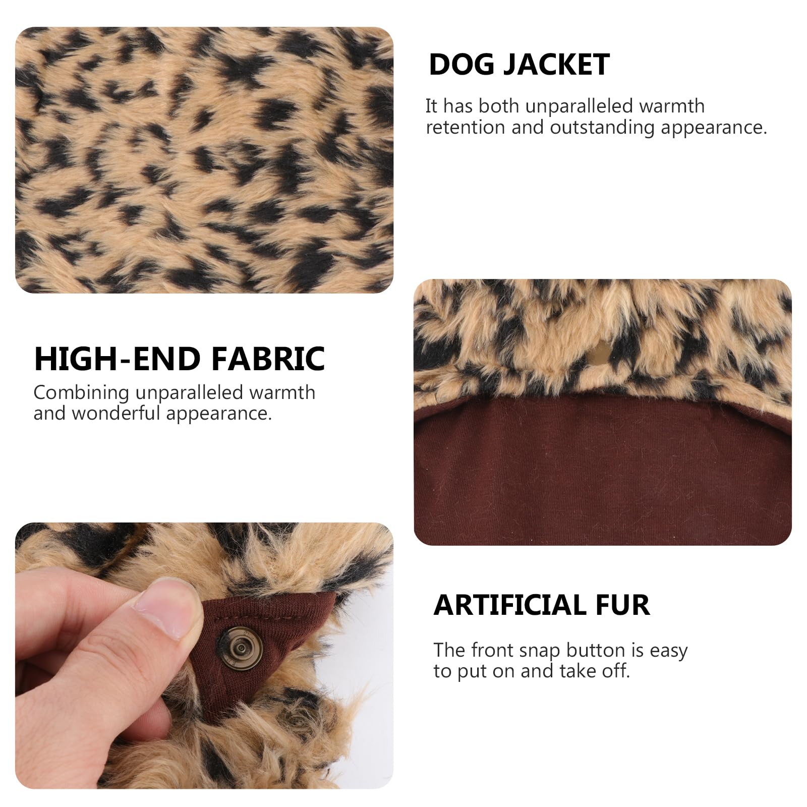 Balacoo Leopard Print Faux Fur Dog Coat - Warm Winter Jacket for Small Dogs & Puppies, Cozy Pet Sweater for Chihuahuas, Luxury Dog Clothing (Brown) - Perfect for Outdoor Walks, Cold Weather Protection & Stylish Pet Fashion