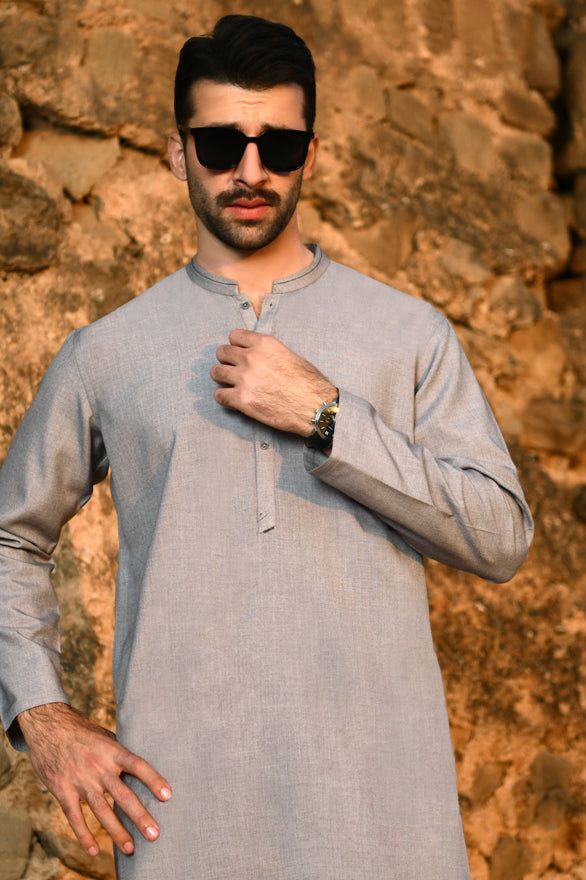 Blended Dull Purple Kameez Shalwar by J. Junaid Jamshed - Traditional Pakistani Outfit for Women, Eid & Wedding Party Wear