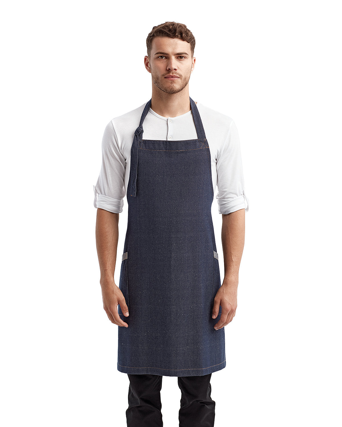Reprime RP122 Unisex Recycled Bib Apron - Eco-Friendly Artisan Collection for Cooking, Baking & DIY Projects