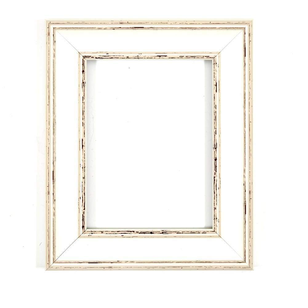 Shabby Chic Picture Frame - White Distressed A1 Size with MDF Backing & Shatterproof Styrene Sheet - Perfect for Wall Art, Photo Displays & Home Decor