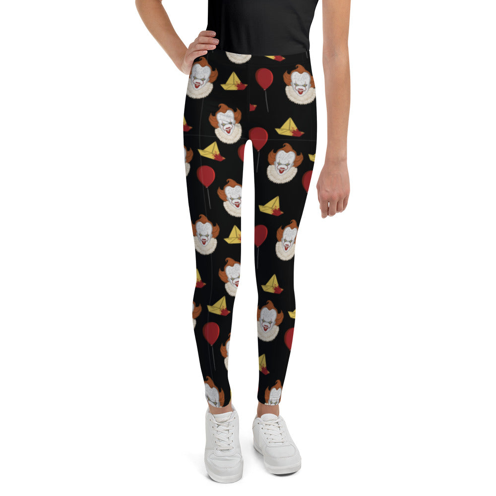 Funny It Clown All Over Print Youth Leggings - Comfortable & Stylish Halloween Costume, Cosplay Outfit for Kids & Teens