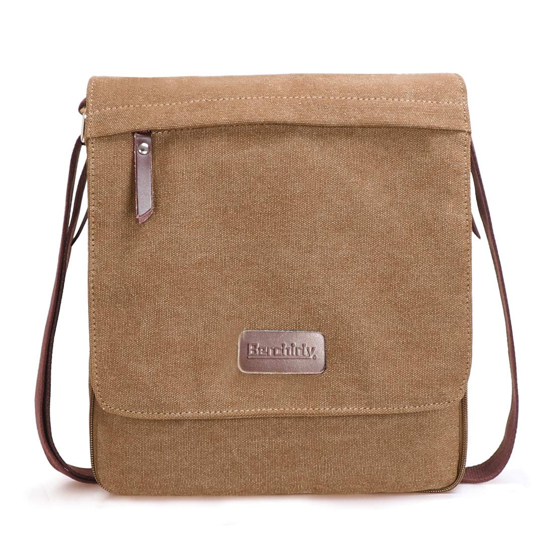 Vintage Canvas Leather Messenger Crossbody Bag - Small Organizer for Work, Travel & Everyday Use
