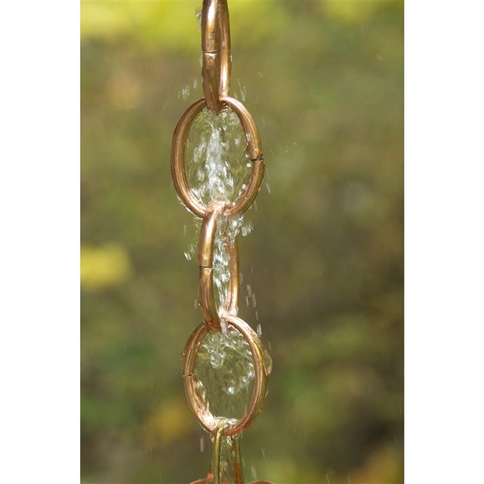 8.5 ft Decorative Copper Rain Chain with Large Links - Elegant Gutter Downspout Alternative for Garden, Patio, and Outdoor Drainage