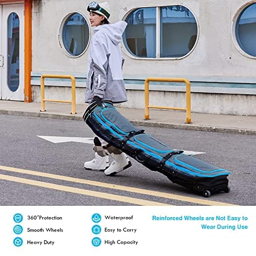 XCMAN Adjustable Length Roller Snowboard Bag with Wheels - Durable Travel Case for Snowboarding Gear, Perfect for Airports, Slopes & Winter Sports Trips