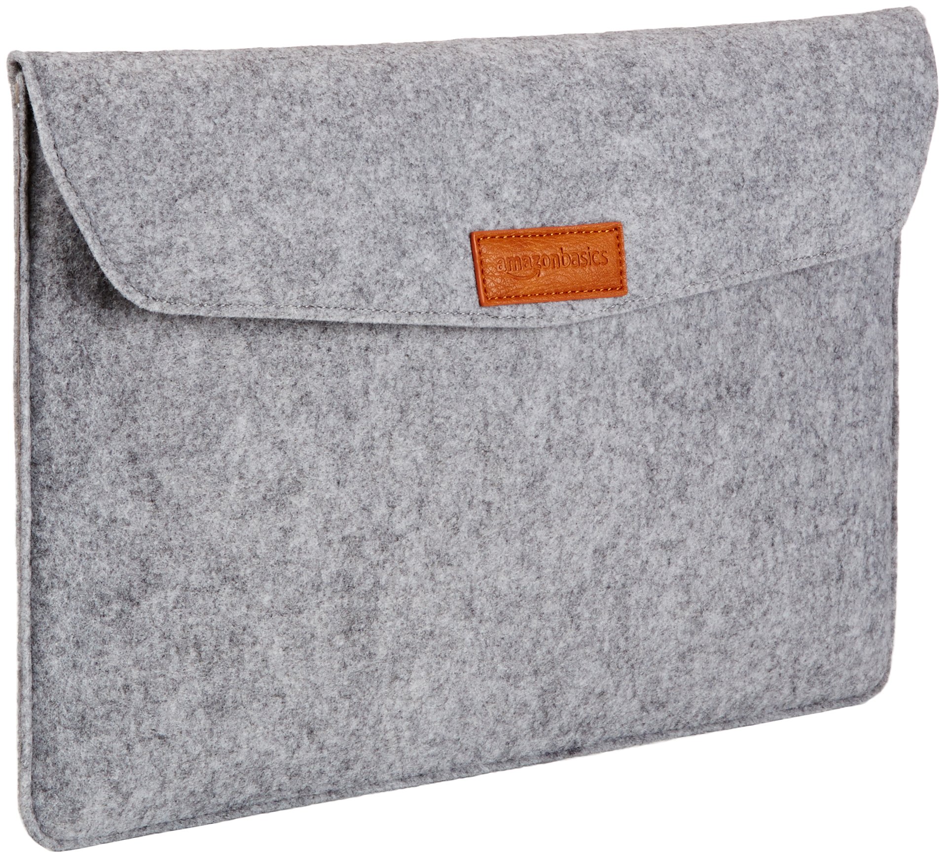 Amazon Basics 15.4 Inch Felt MacBook Laptop Sleeve Case - Light Grey Protective Cover for MacBook Pro/Air | Durable & Scratch-Resistant | Perfect for Travel, Work & School