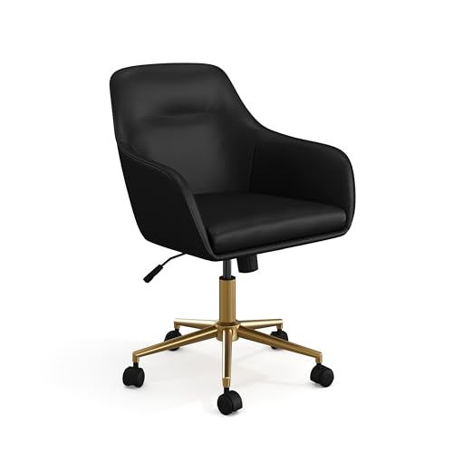 Black Faux Leather/Polished Brass Frame