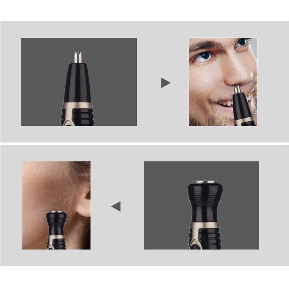 Painless Ear & Nose Hair Trimmer for Men - Rechargeable Eyebrow & Facial Hair Shaver with LED Light | Portable Grooming Kit for Travel & Home Use | Easy Clean White Trimmer for Beards, Nose & Ear Hair