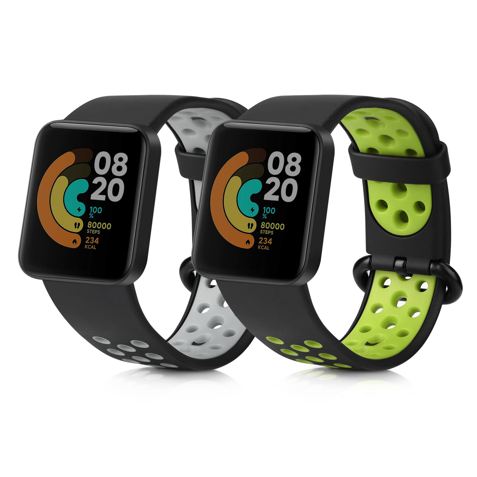 kwmobile 2-Pack Silicone Replacement Watch Straps Compatible with Xiaomi Mi Watch Lite & Redmi Watch - Soft Durable Sport Band in Black/Dark Blue for Running, Swimming & Everyday Wear
