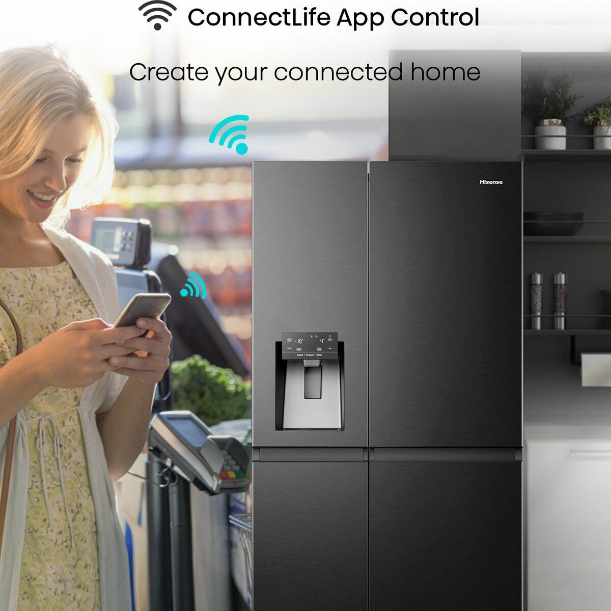 Hisense 632L Side by Side Refrigerator - Black Steel (HRSBS632BW) | Energy Efficient, Spacious Design for Modern Kitchens & Large Families