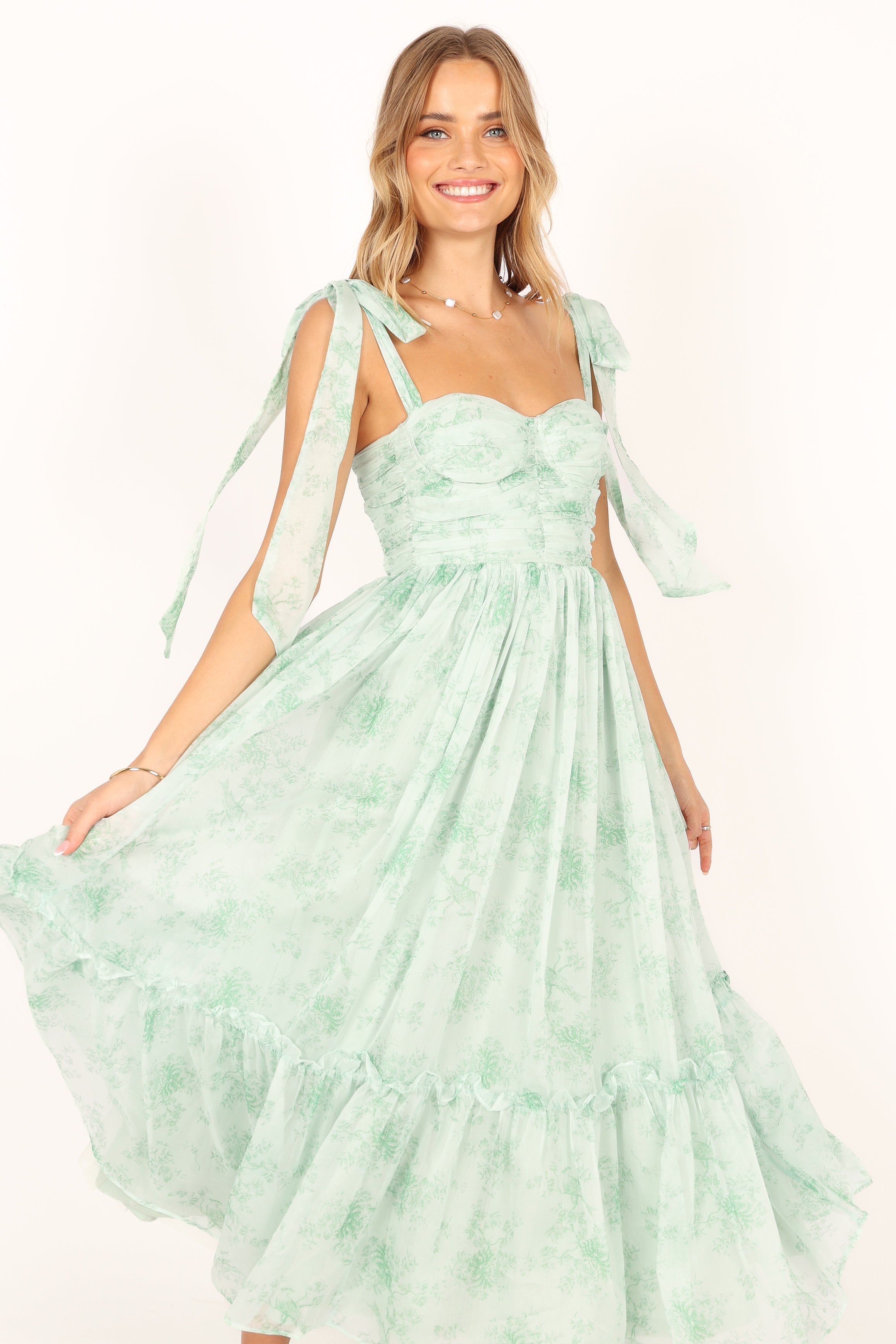 Floral Print Midi Dress for Women - Sage Green Summer Dress with Short Sleeves | Perfect for Beach Vacations, Garden Parties & Casual Outings