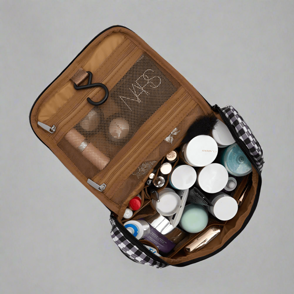 Bon Voyage Travel Toiletry Bag - Waterproof Hanging Cosmetic Organizer for Women & Men, Black - Perfect for Airplane Carry-on, Camping & Business Trips