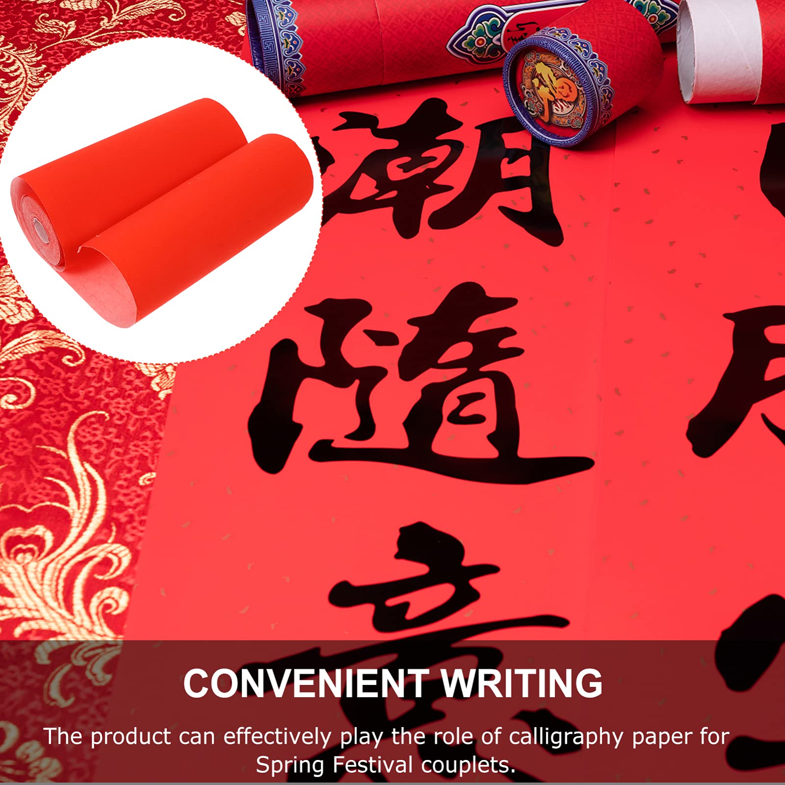Premium Red Rice Paper Roll - Handmade Xuan Paper for Chinese Calligraphy, DIY Couplets & Spring Festival Decorations | Perfect for Chinese New Year Art Projects, Home Decor & Gift Wrapping