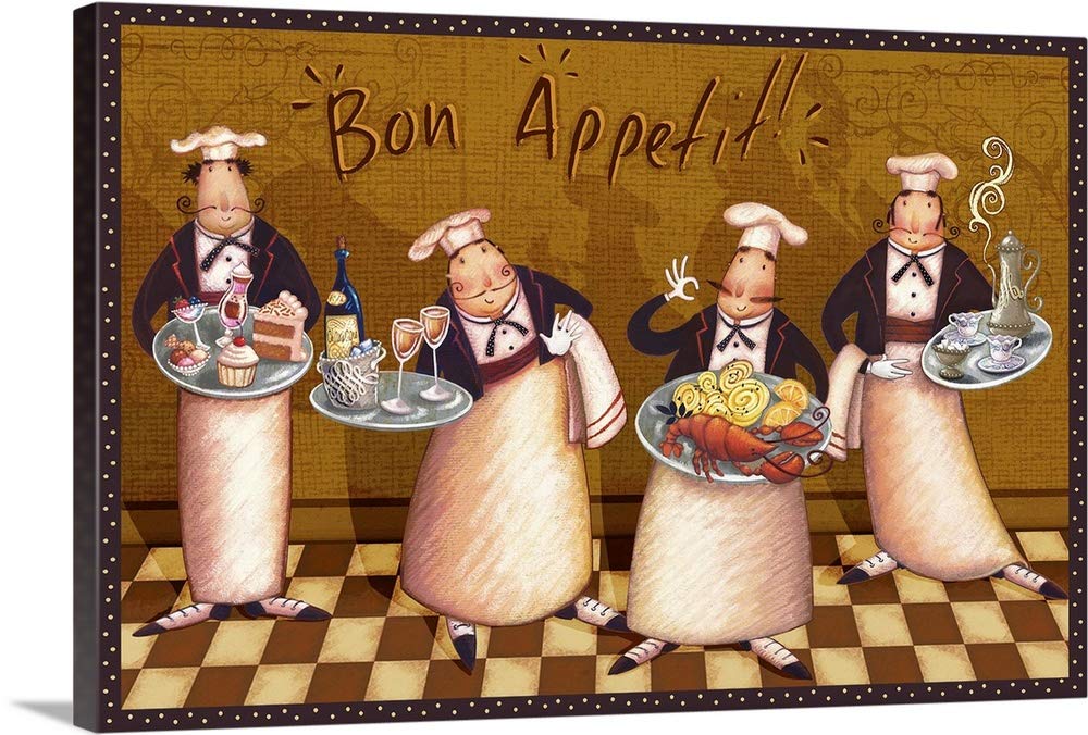 Bon Appetit Chef Wall Art - 24x36 Kitchen & Bedroom Decor for Boys & Girls