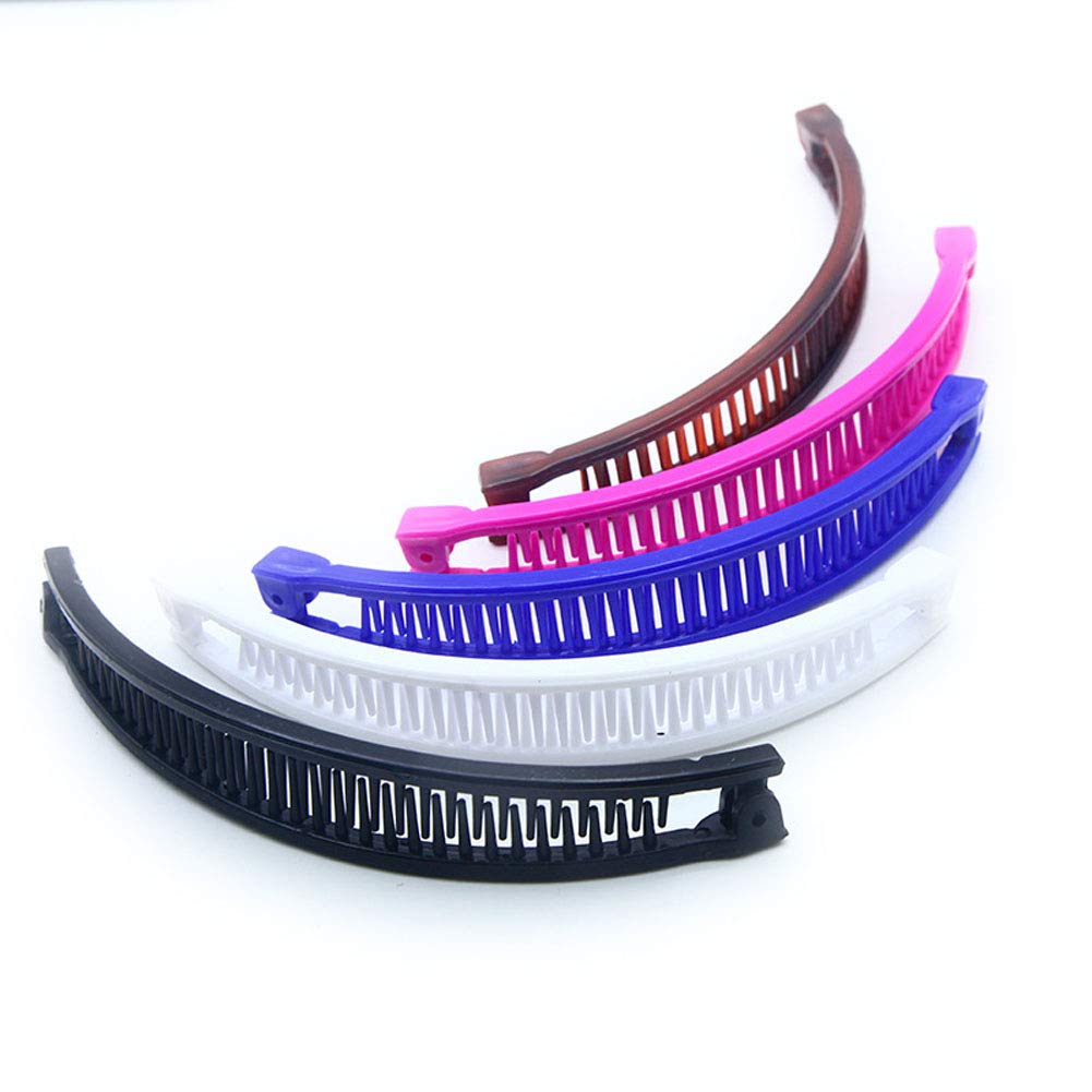 5PCS Banana Combs for Women - Plastic Classic Clasp Hair Clips, Ponytail Holders & Styling Accessories | Perfect for Updos, Ponytails & Everyday Hairstyles