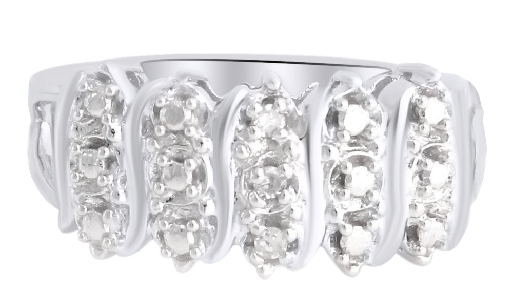14K Gold Over Sterling Silver White Natural Diamond Accent Anniversary Band Ring (0.04 Cttw) - Perfect for Weddings, Anniversaries & Romantic Gifts