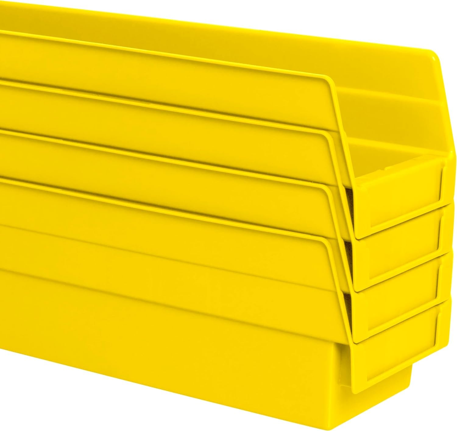 Akro-Mils 30128 Heavy Duty Plastic Shelf Bins - 12-Pack Yellow Storage Bins (18