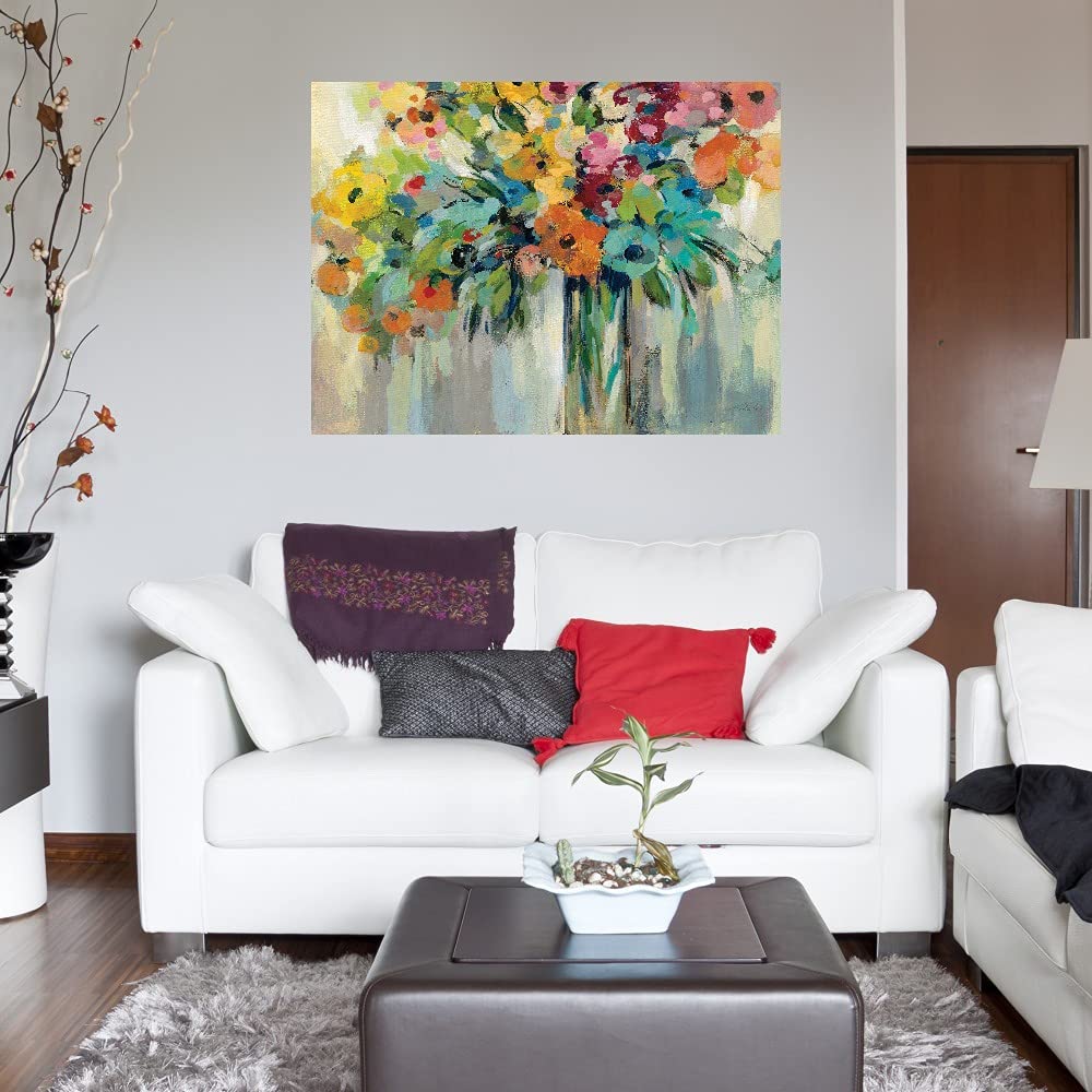 Silvia Vassileva Floral Fine Art Canvas Print - Cloud of Flowers Wall Decor for Living Room, Bedroom, Office - Ready to Hang 43x32 inches - Perfect for Home, Kitchen, Bathroom & Dining Room Decor