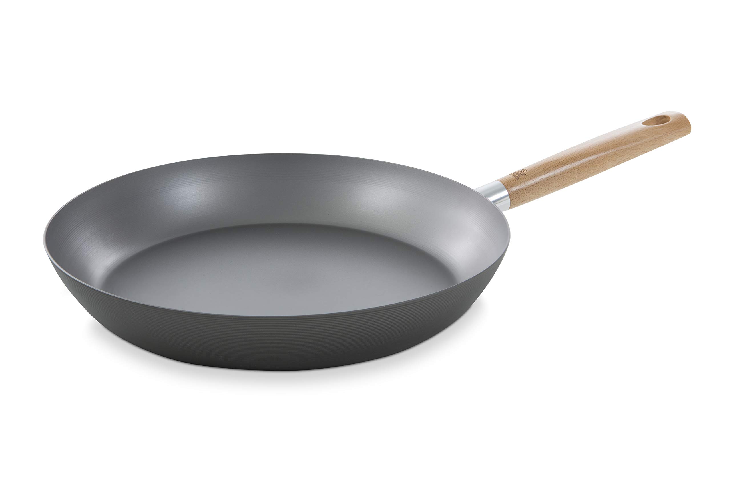 Premium 12-Inch Carbon Steel Frying Pan - Natural Gray Non-Stick Skillet for Professional & Home Cooking | Perfect for Searing, Frying & Sauteing