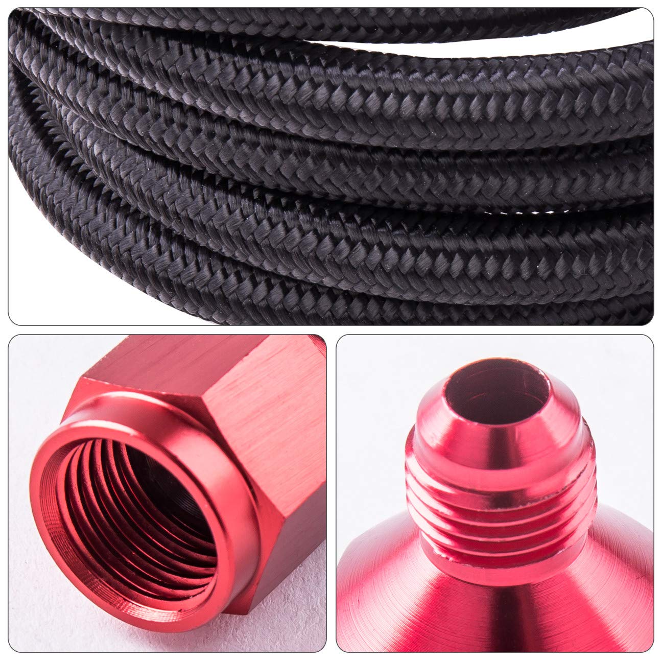 50L/13Gal Black Aluminum Fuel Cell Tank with Chrome Cap & Braided Nylon Oil Line - Universal Upgrade Replacement for Cars, Trucks & Off-Road Vehicles - High Performance Fuel Storage Solution for Racing, Tuning & Automotive Applications