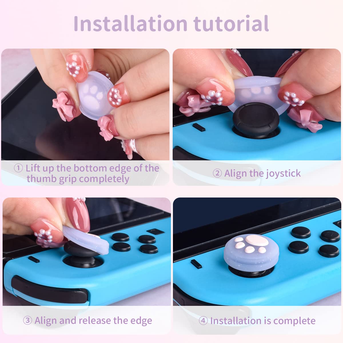 DLseego Thumb Grip Cover for Nintendo Switch/Switch Lite/OLED - Anti-Slip Silicone Joystick Cap Compatible with Joy-Con Controllers (Blue) | Ergonomic Design for Enhanced Gaming Comfort & Precision