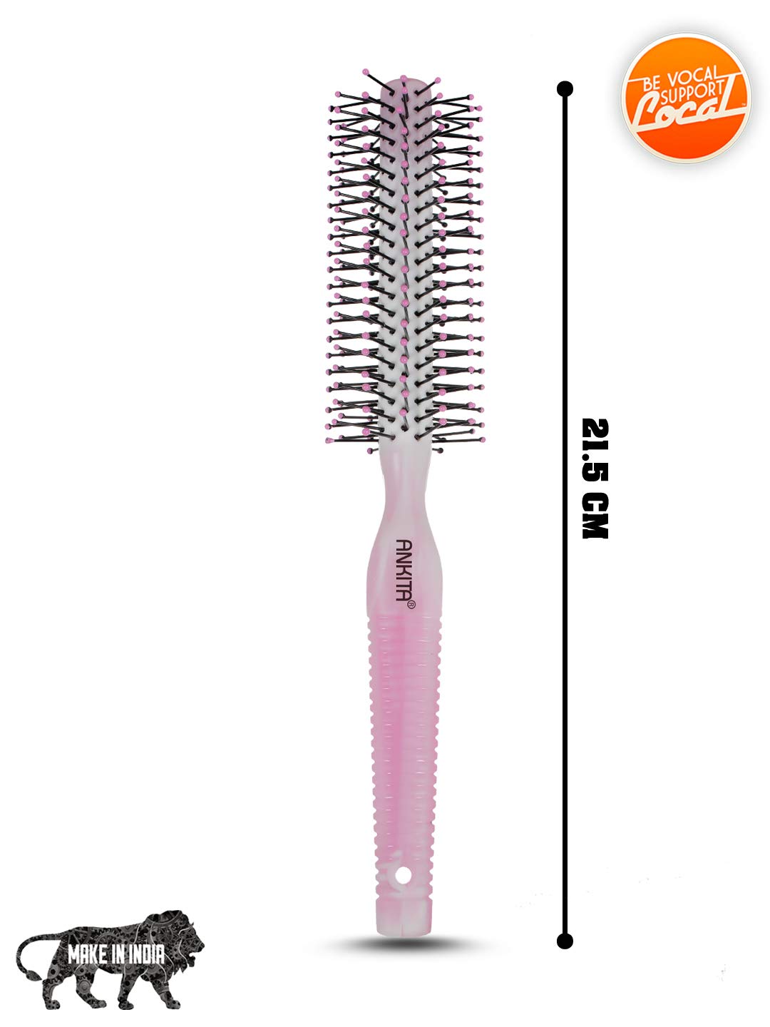 Ankita Round Hair Brush with Nylon Bristles - Strong Flexible Bristles for Smoothing, Detangling & Styling - Ideal for Men & Women (Color May Vary) - Perfect for Salon, Home & Travel Hair Care
