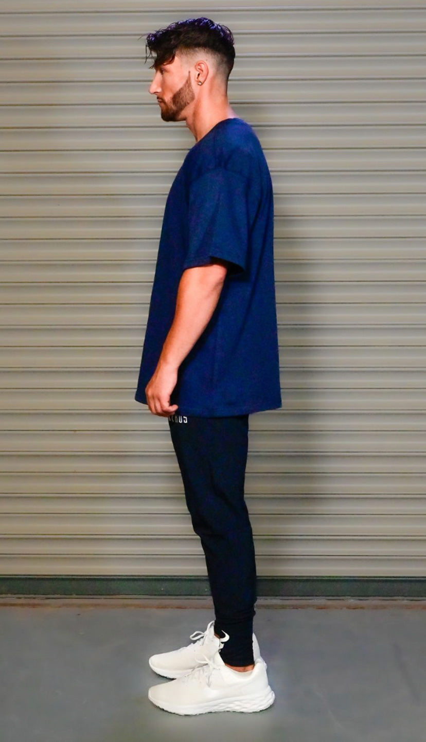 Cerus Navy Flow High Rib Jogger Pants - Women's Comfortable High Waisted Lounge Pants for Yoga, Running & Casual Wear