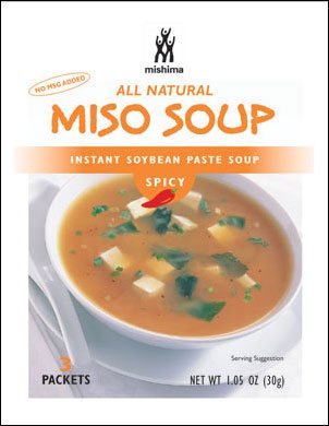 Mishima Spicy Miso Instant Soup Mix - 12 Pack (1.05 oz Each) | Quick & Easy Japanese Soup for Lunch, Dinner or Snack | Perfect for Office, Home or Travel