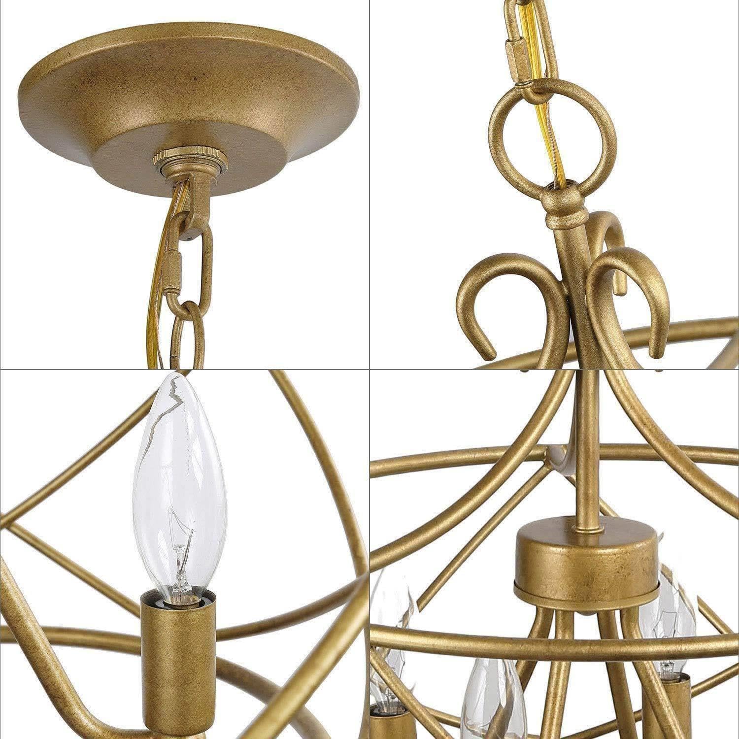 KSANA Antique Gold Chandelier - Modern Drum Ceiling Light Fixture for Dining Room, Living Room, Bedroom, Foyer & Kitchen | Elegant Lighting for Home Decor & Interior Design