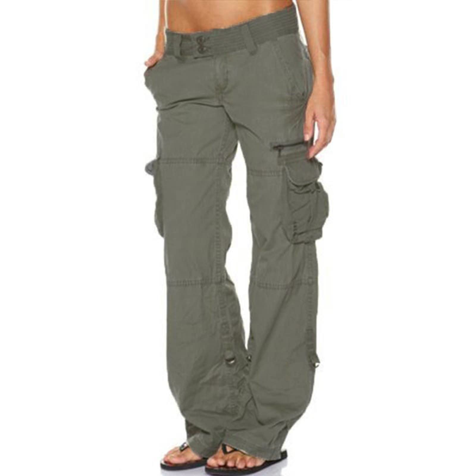 Uillui High Waist Stretch Cargo Pants for Women - Baggy Streetwear with Multiple Pockets, Relaxed Fit Straight Wide Leg Y2K Pants - Perfect for Casual Outfits, Street Fashion, and Everyday Wear