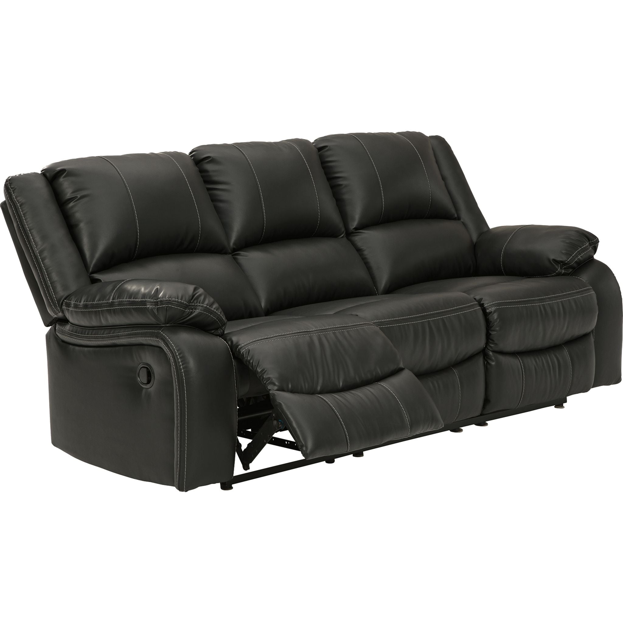 Calderwell Reclining Sofa - Black Leather Recliner Couch for Living Room | Comfortable Modern Sectional Sofa with Adjustable Backrest | Perfect for Home Theater, Lounge & Family Room Relaxation