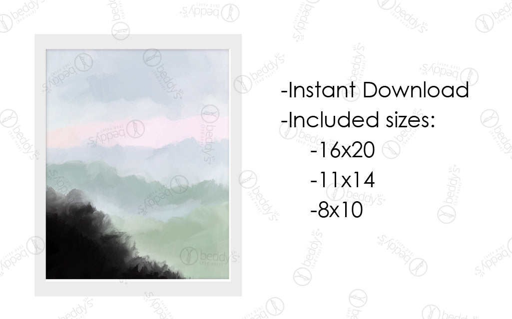 Sage Fields Digital Art Print Download - Beautiful Nature Landscape Wall Decor for Home, Office & Gifts