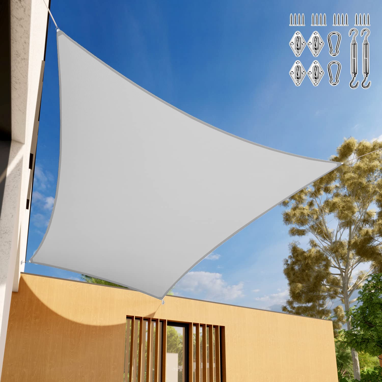 6x10ft Waterproof Sun Shade Sail - UV Block Rectangle Canopy for Outdoor Garden & Backyard