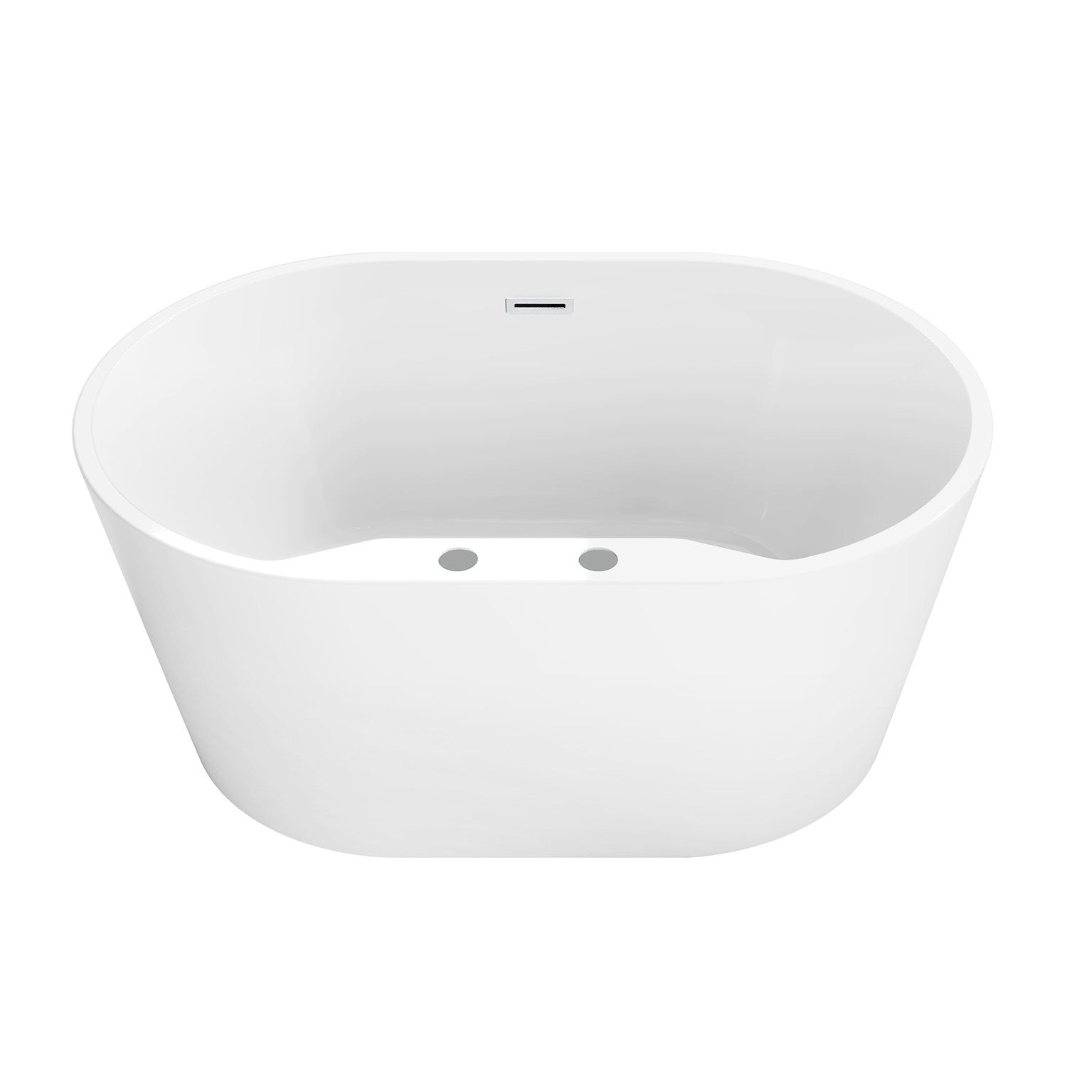 Aqua Eden VT7DE513423 51-Inch Freestanding Acrylic Bathtub - Oval Double-Ended Soaking Tub with Drain, Glossy White Finish for Luxury Bathroom & Spa Relaxation