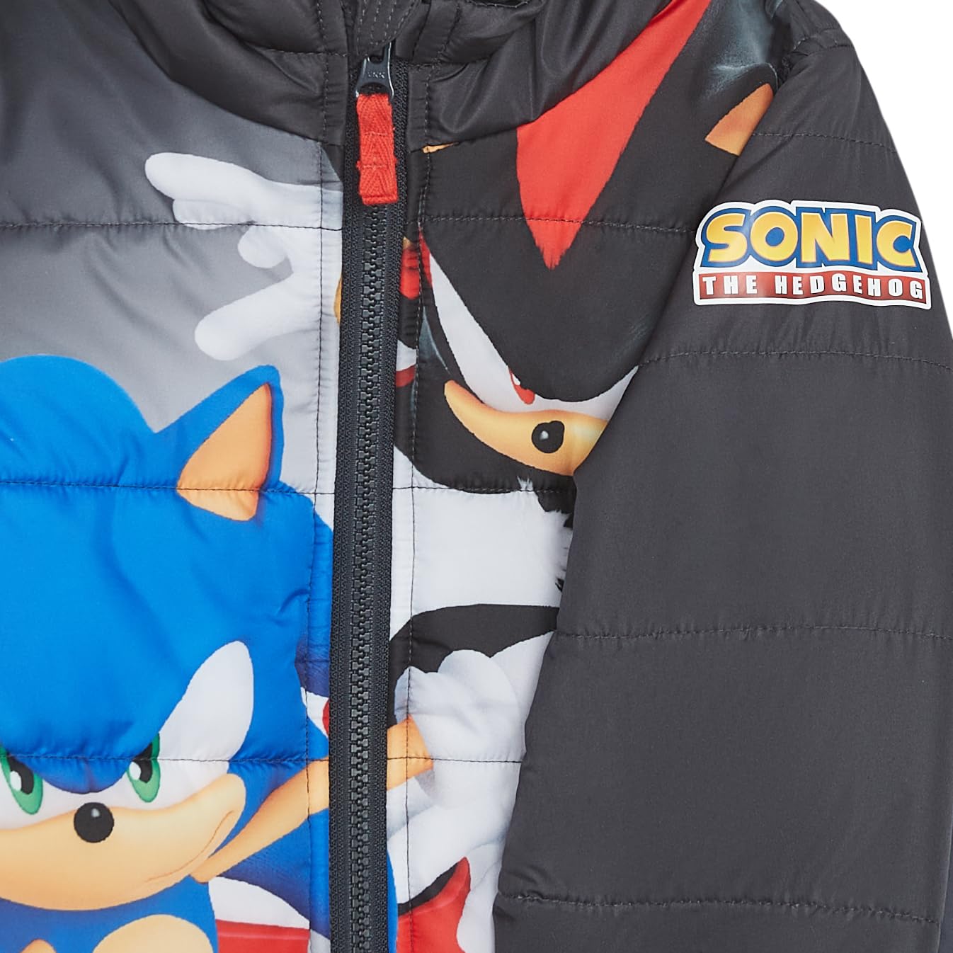 Sonic the Hedgehog Boys' Heavyweight Puffer Hooded Bubble Jacket - Warm Winter Coat for Kids - Perfect for Snow Play, Outdoor Activities & Cold Weather Adventures