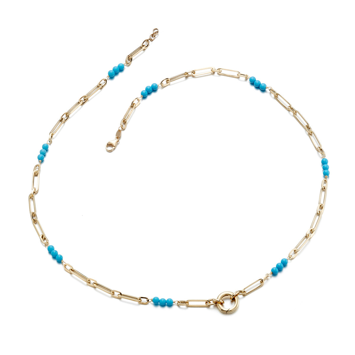 Turquoise Charm Ring Necklace - Dainty Bohemian Jewelry for Women, Handmade Adjustable Necklace for Layering, Perfect for Festivals & Everyday Wear