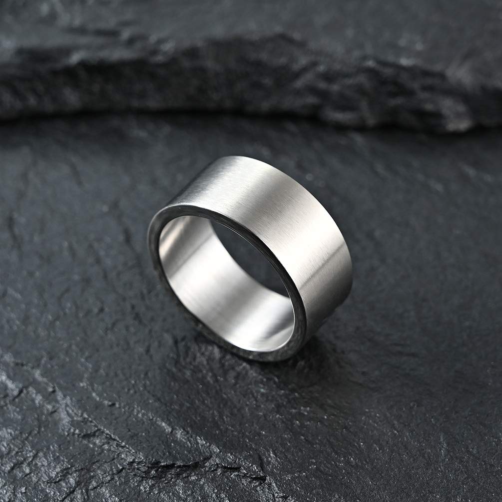 Brushed Stainless Steel Rings 15mm & 10mm - Wedding Bands for Men & Women - Biker & Thumb Rings for Everyday Wear