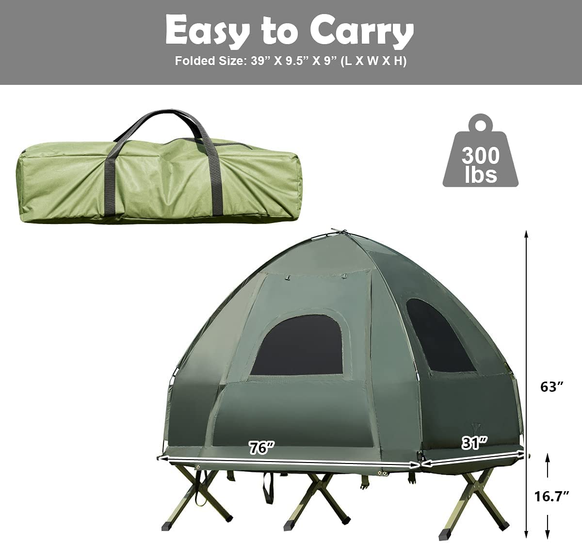 **Moccha Folding Camping Tent Cot with Sleeping Bag & Air Mattress – Elevated Portable Outdoor Tent with Carry Bag for Camping, Hiking, Picnic & Backpacking Adventures**    *(Perfect for Family Camping Trips, Solo Backpacking, and Weekend Getaways!)*