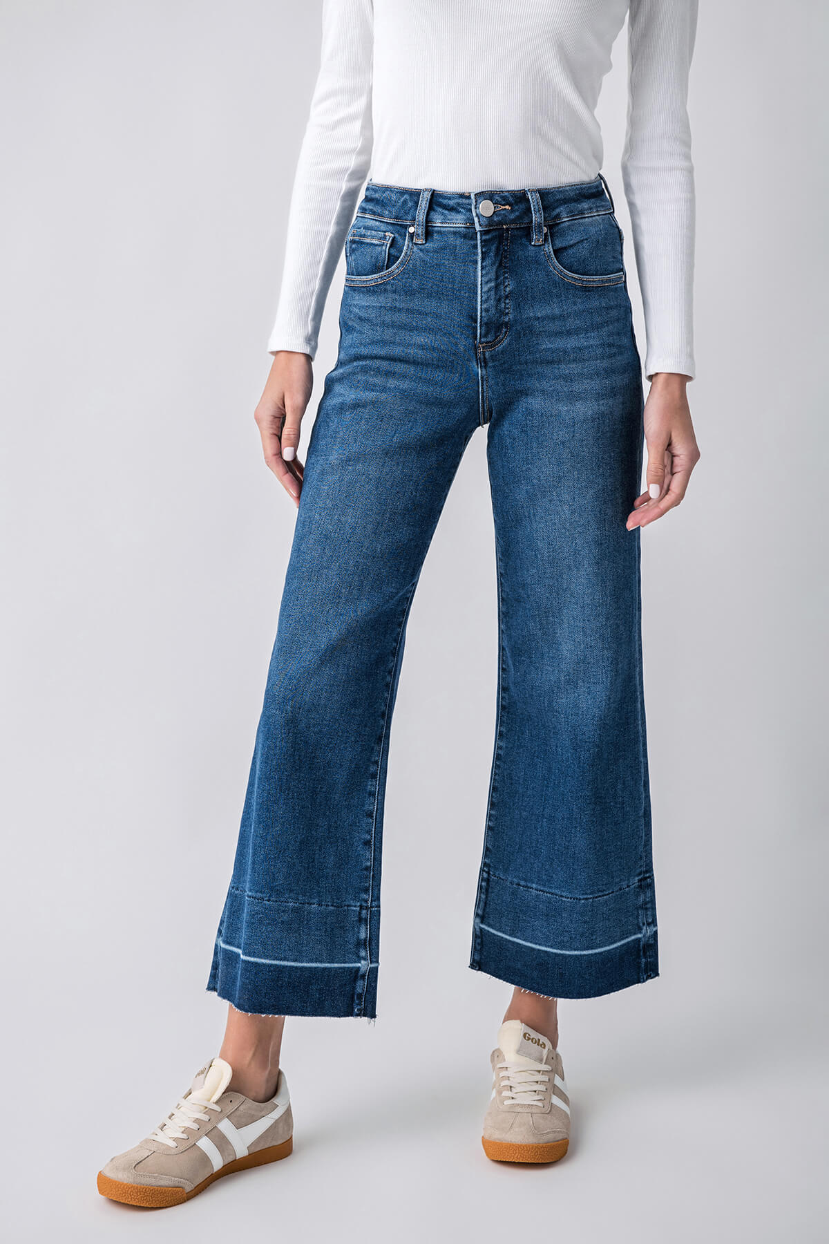 Risen Kaia High Rise Relaxed Fit Wide Leg Crop Jeans for Women - Comfortable & Stylish for Casual Outings and Date Nights