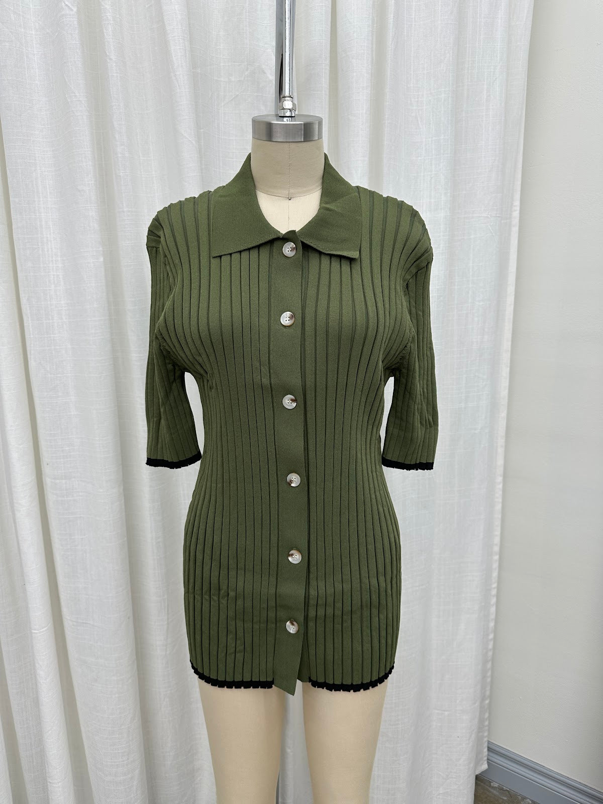 Brooke Ribbed Knit Top and Short Set - Green Nursing Friendly Outfit for Moms | Comfortable Maternity & Nursing Wear for Everyday Use