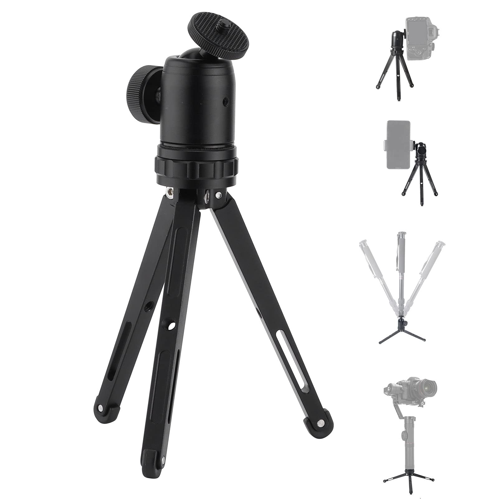 360° Rotatable Metal Mini Tripod Stand with Ball Head for DSLR & Digital Cameras - Portable Desktop Tripod for Photography, Vlogging & Video Recording - Perfect for Travel, Home Studio & Outdoor Shooting - Ideal for YouTube Creators, Instagram Influencers & Content Makers - Great for Live Streaming, Product Photography & Social Media Content Creation