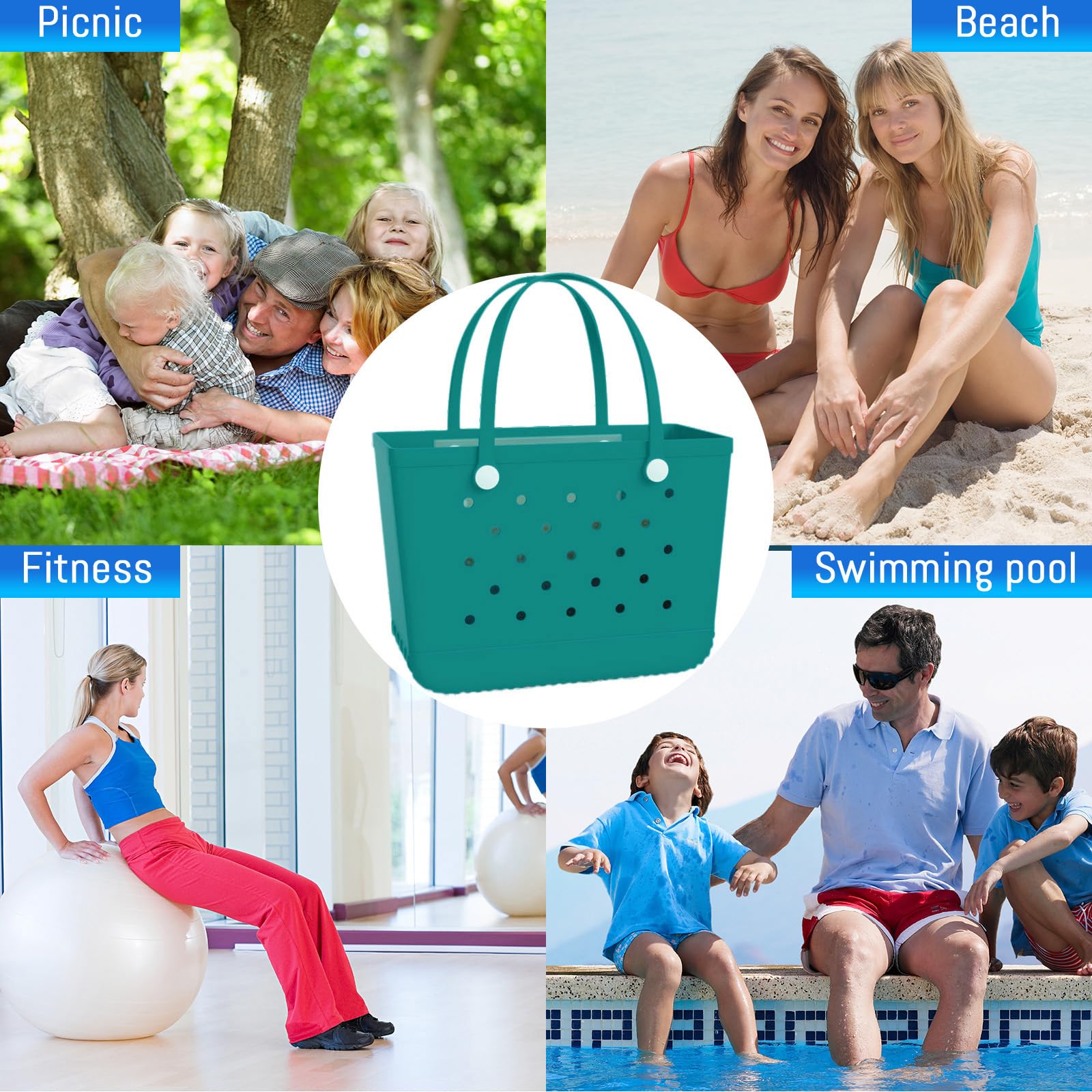 Waterproof Rubber Tote Bag - Large Durable Beach & Travel Tote for Sports & Storage