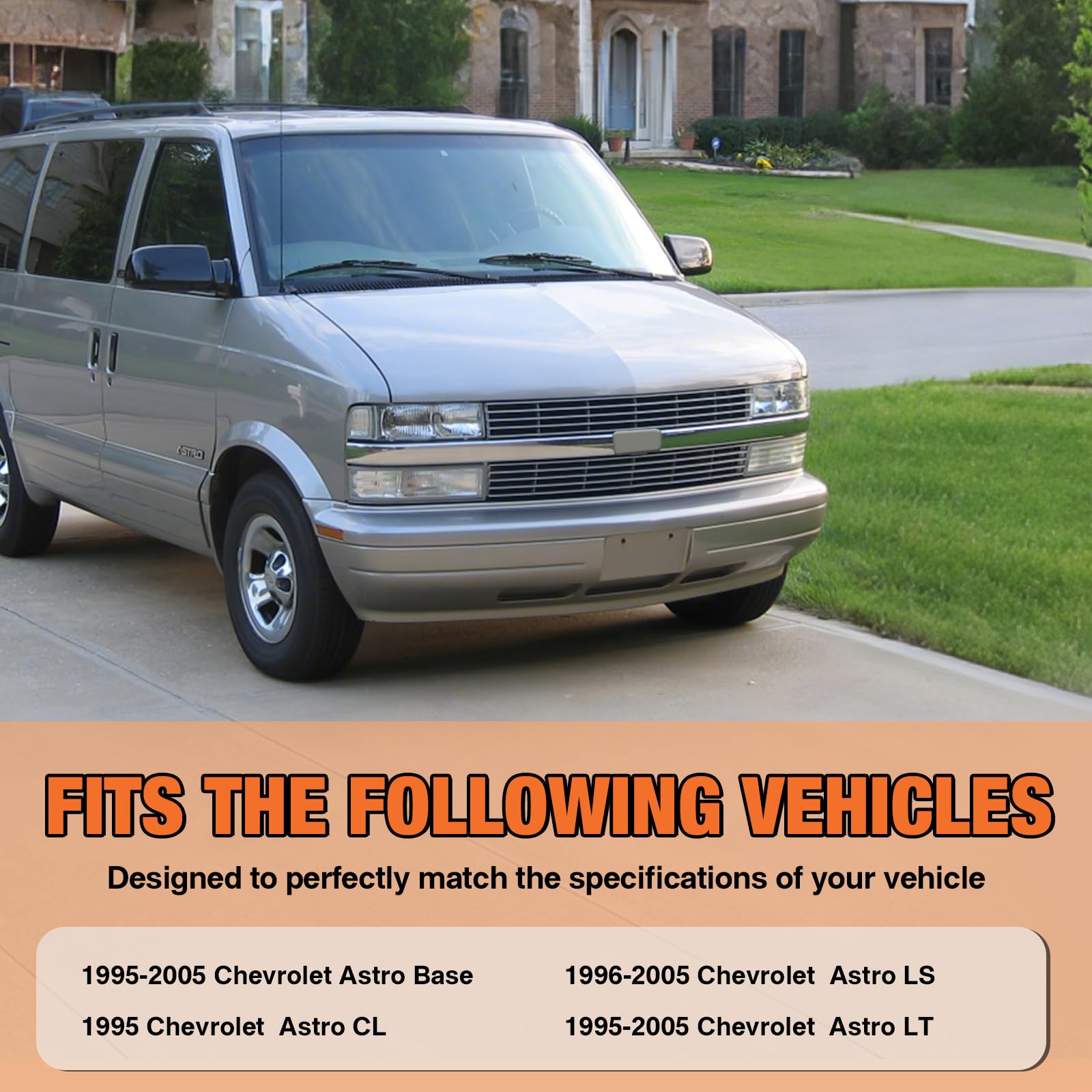 Chrome & Silver Gray Front Grille Grill for 1995-2005 Chevy Astro - Compatible with Composite Headlight Holes | Durable Replacement Car Part for Off-Road & Custom Builds