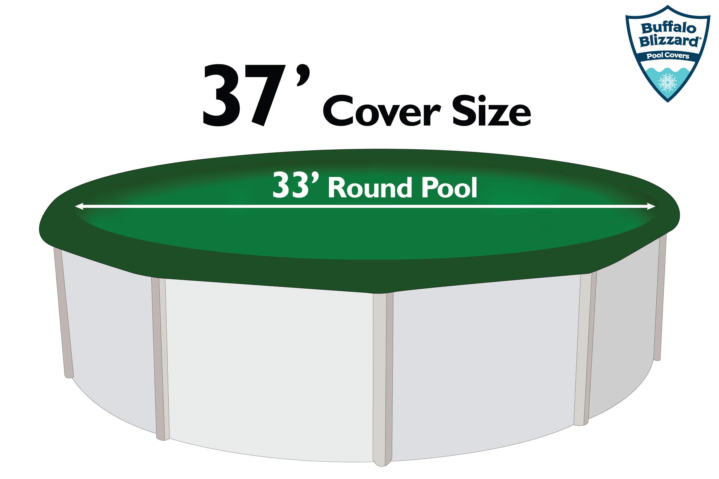 Buffalo Blizzard Ripstopper Winter Pool Cover for 33-Ft Round Above Ground Pools | Heavy Duty Green Tarp with 4-Ft Overlap & Air Pillow | Secure Snow Protection for Winterization | Perfect for Cold Climate Pool Maintenance