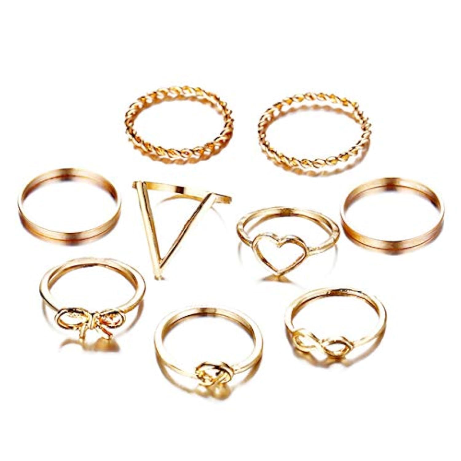 YouBella Bohemian Oxidized Silver Rings Set - 9 Piece Stackable Rings for Women & Girls | Boho Chic Jewelry for Layering, Everyday Wear & Gift Giving