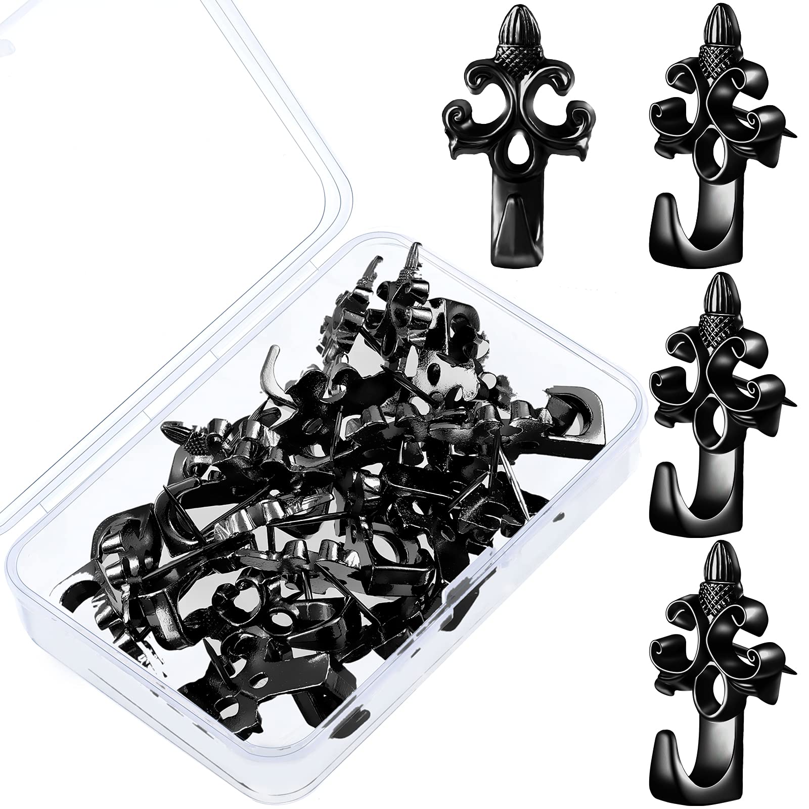20 Pack Heavy Duty Push Pin Hangers - 20LB Capacity Picture Hanging Hooks for Fabric Walls, Wood, Corkboard - Black Wall Hooks for Home Office Decor, Photo Display & Organization (Ideal for Dorms, Galleries & Workspaces)