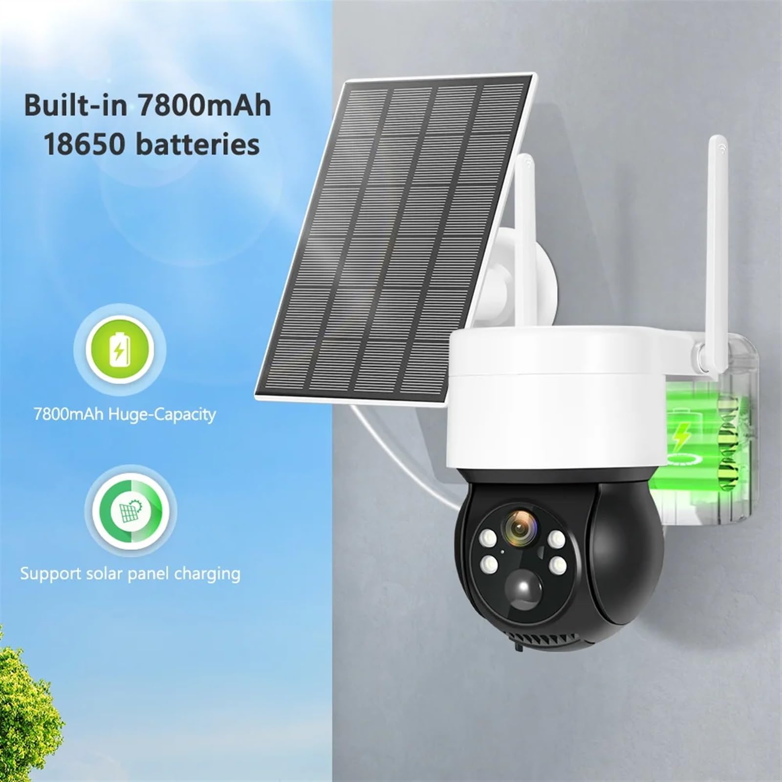 JOLIANE 2MP Solar CCTV Camera - Outdoor PTZ Security with Night Vision for Home Surveillance (WiFi Only)