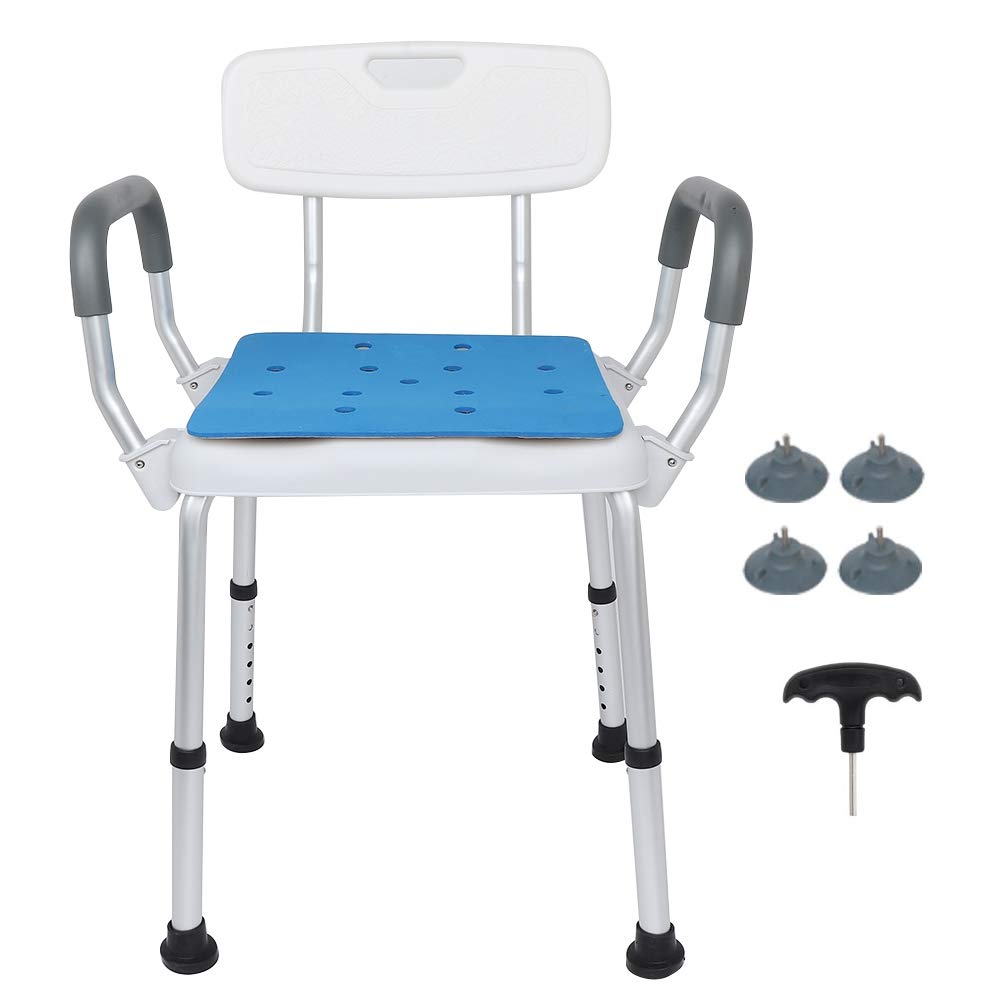 Adjustable Height Aluminum Alloy Safety Shower Chair with Rails - Lightweight Bath Stool for Elderly, Puerpera & Handicap - Ideal for Valentine's Day Gifts, Home Care & Hospital Use
